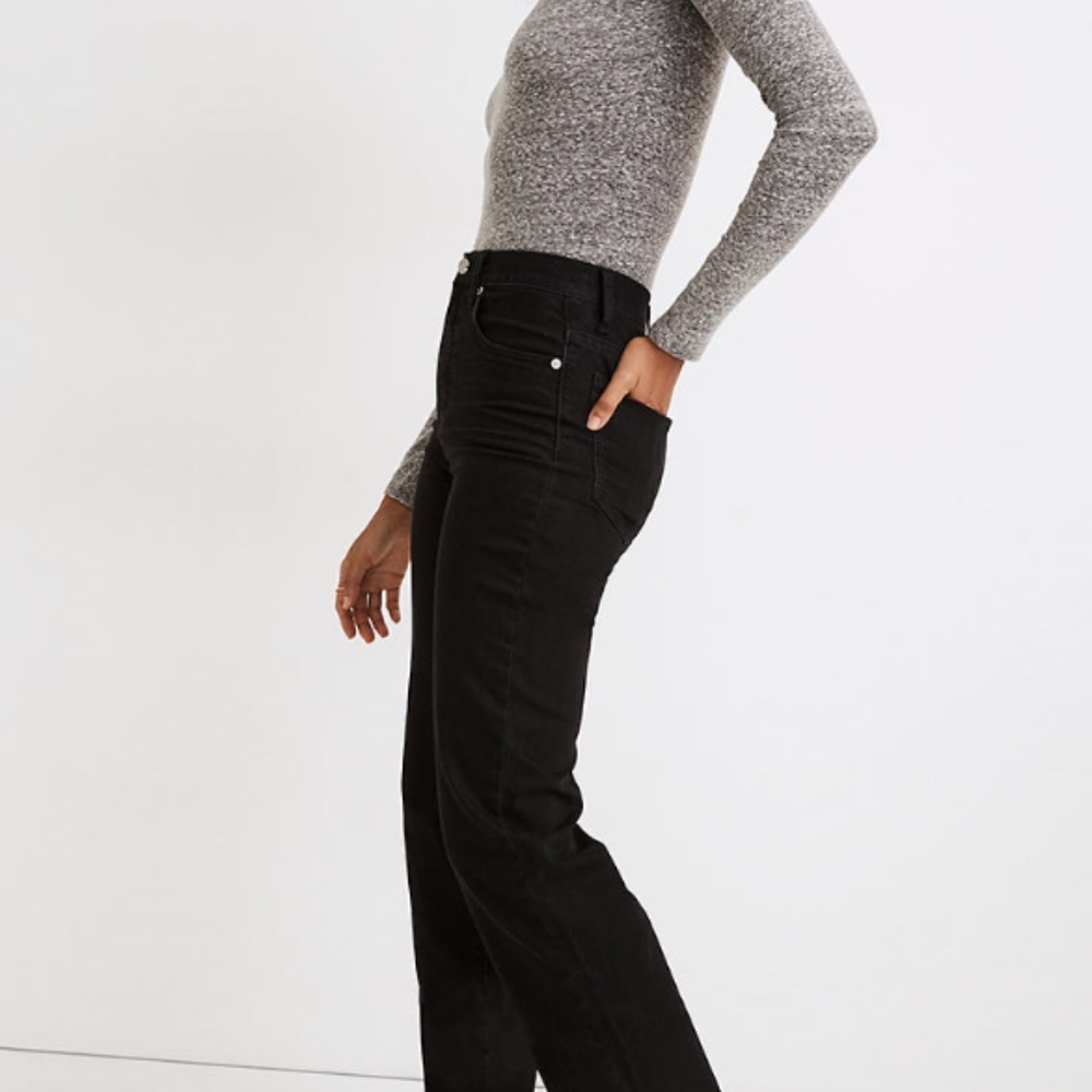 Madewell Slim Wide Leg Crop PETITE Jeans in Lunar Wash